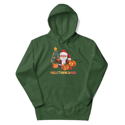 Thanksgiving Hoodie - in Forest Green, front view - VibePrintPop