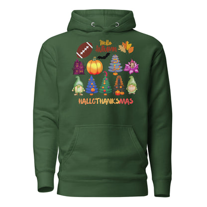 Happy fall yall Hoodie - in Forest Green, front view - VibePrintPop