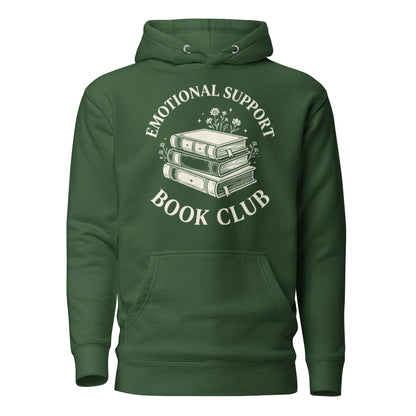 Aesthetic Emotional Support Book Club Hoodie - in Forest Green, front view - VibePrintPop