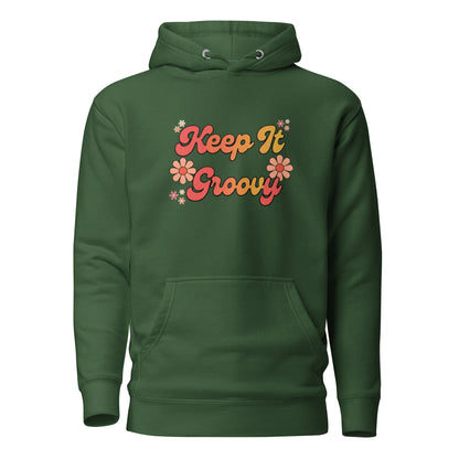 Groovy Hoodie - in Forest Green, front view - VibePrintPop