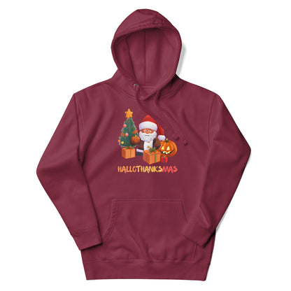 Thanksgiving Hoodie - in Maroon, front view - VibePrintPop