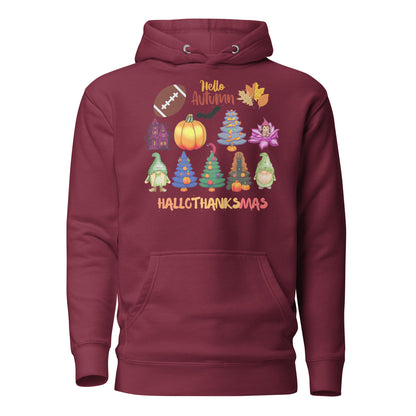 Happy fall yall Hoodie - in Maroon, front view - VibePrintPop
