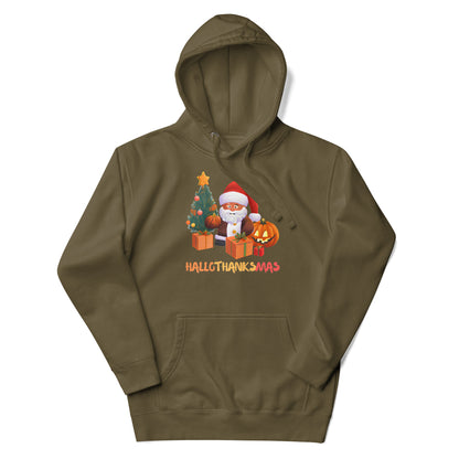 Thanksgiving Hoodie - in Military Green, front view - VibePrintPop