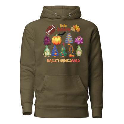 Happy fall yall Hoodie - in Military Green, front view - VibePrintPop