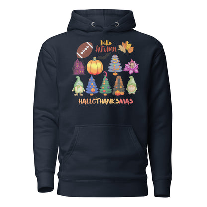 Happy fall yall Hoodie - in Navy Blazer, front view - VibePrintPop