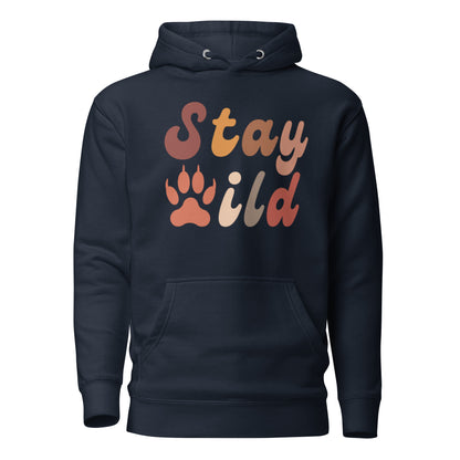 Retro Stay Wild Hoodie - in Navy Blazer, front view - VibePrintPop