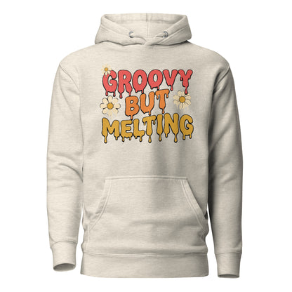 Groovy But Melting Hoodie - in Oatmeal Heather, front view - VibePrintPop