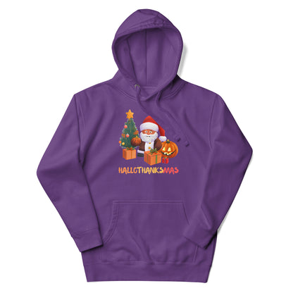 Thanksgiving Hoodie - in Purple, front view - VibePrintPop