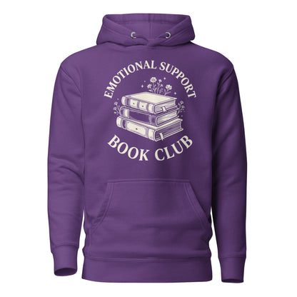Aesthetic Emotional Support Book Club Hoodie - in Purple, front view - VibePrintPop
