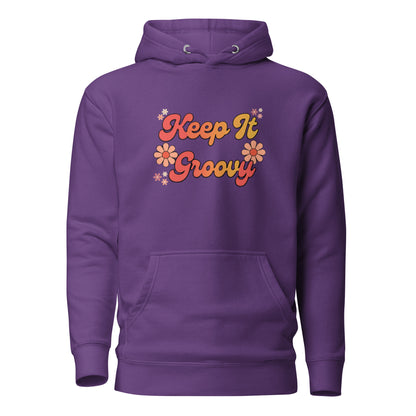 Groovy Hoodie - in Purple, front view - VibePrintPop