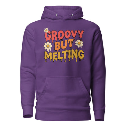 Groovy But Melting Hoodie - in Purple, front view - VibePrintPop