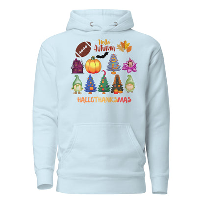 Happy fall yall Hoodie - in Sky Blue, front view - VibePrintPop