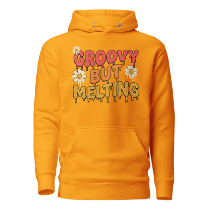 Groovy But Melting Hoodie - in Team Gold, front view - VibePrintPop