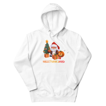 Thanksgiving Hoodie - in White, front view - VibePrintPop