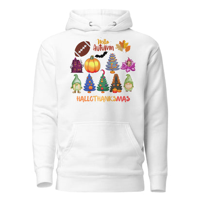 Happy fall yall Hoodie - in White, front view - VibePrintPop
