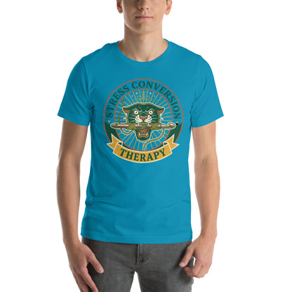 Retro Stressed Crafter T-Shirt - in Aqua, front view - VibePrintPop