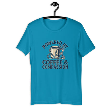 Funny Nurse Coffee Scrubs Life Graphic Tee - in Aqua, front view - VibePrintPop