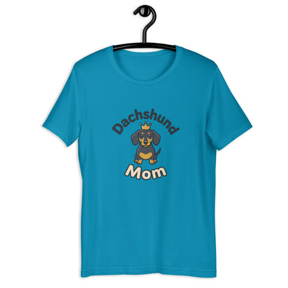 Dachshund Mom Cute Weiner Dog Graphic Tee - in Aqua, front view - VibePrintPop