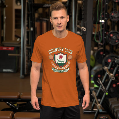 Retro Country Club Benchwarmer T-Shirt - in Autumn, front view - VibePrintPop