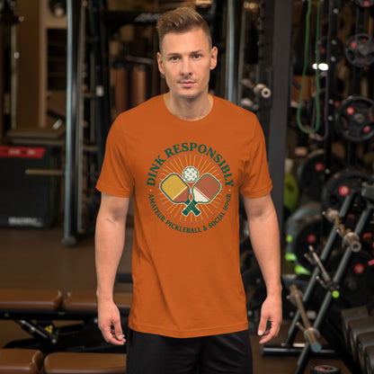 Retro Dink Responsibly Pickleball T-Shirt - in Autumn, front view - VibePrintPop