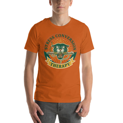 Retro Stressed Crafter T-Shirt - in Autumn, front view - VibePrintPop
