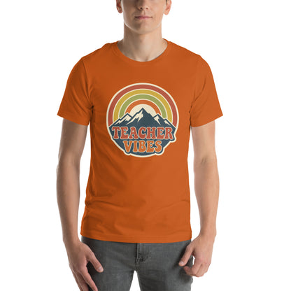 Teacher Vintage Retro Sunset Appreciation Tee - in Autumn, front view - VibePrintPop