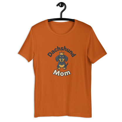 Dachshund Mom Cute Weiner Dog Graphic Tee - in Autumn, front view - VibePrintPop