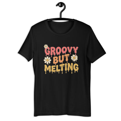Groovy But Melting T-Shirt - in Black, front view - VibePrintPop