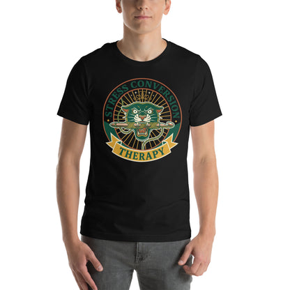 Retro Stressed Crafter T-Shirt - in Black, front view - VibePrintPop