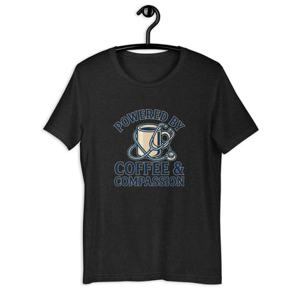 Funny Nurse Coffee Scrubs Life Graphic Tee - in Black Heather, front view - VibePrintPop