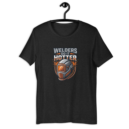 Welder Sparks Fly Bold Trade Tee - in Black Heather, front view - VibePrintPop