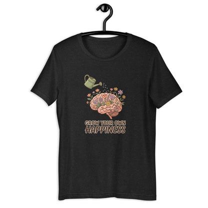 Grow At Your Own Pace Tee - in Black Heather, front view - VibePrintPop