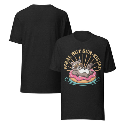 Feral But Sun-Kissed T-Shirt - in Black Heather, front view - VibePrintPop