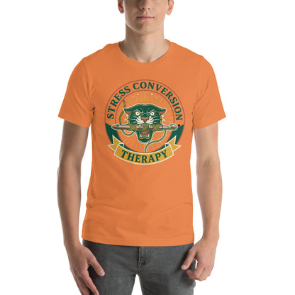 Retro Stressed Crafter T-Shirt - in Burnt Orange, front view - VibePrintPop