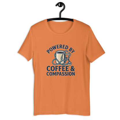Funny Nurse Coffee Scrubs Life Graphic Tee - in Burnt Orange, front view - VibePrintPop
