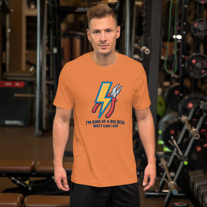 Electrician Funny Voltage Humor Graphic Tee - in Burnt Orange, front view - VibePrintPop