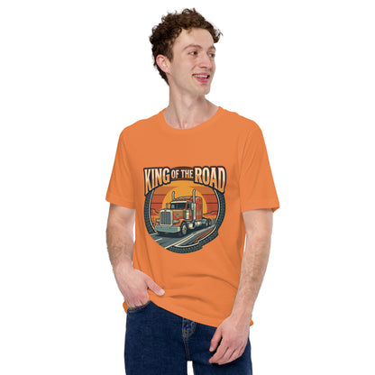 Truck Driver Open Road Vintage Tee - in Burnt Orange, front view - VibePrintPop