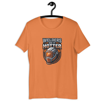 Welder Sparks Fly Bold Trade Tee - in Burnt Orange, front view - VibePrintPop
