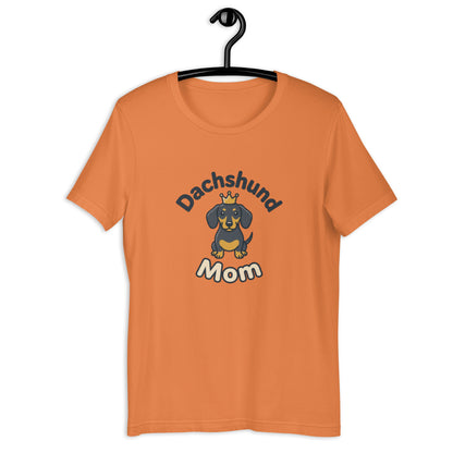 Dachshund Mom Cute Weiner Dog Graphic Tee - in Burnt Orange, front view - VibePrintPop