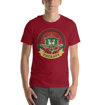 Retro Stressed Crafter T-Shirt - in Cardinal, front view - VibePrintPop