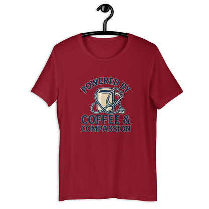 Funny Nurse Coffee Scrubs Life Graphic Tee - in Cardinal, front view - VibePrintPop