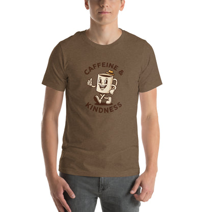Retro Coffee Aesthetic Graphic Tee - in Heather Brown, front view - VibePrintPop