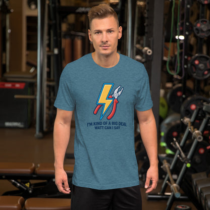 Electrician Funny Voltage Humor Graphic Tee - in Heather Deep Teal, front view - VibePrintPop