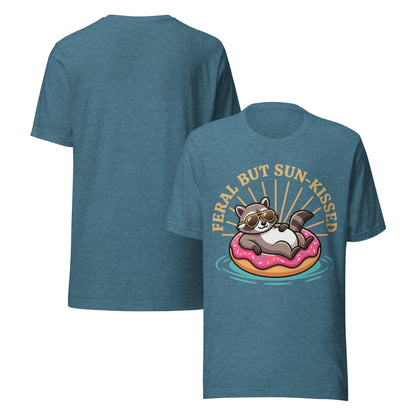 Feral But Sun-Kissed T-Shirt - in Heather Deep Teal, front view - VibePrintPop