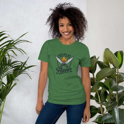 Chef Culinary Passion Vintage Kitchen Tee - in Heather Grass Green, front view - VibePrintPop