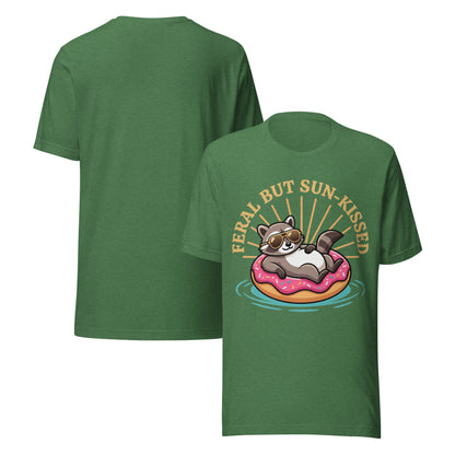 Feral But Sun-Kissed T-Shirt - in Heather Grass Green, front view - VibePrintPop