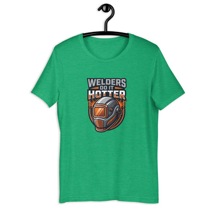 Welder Sparks Fly Bold Trade Tee - in Heather Kelly, front view - VibePrintPop