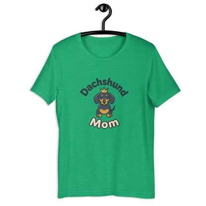 Dachshund Mom Cute Weiner Dog Graphic Tee - in Heather Kelly, front view - VibePrintPop