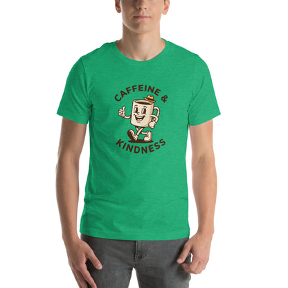 Retro Coffee Aesthetic Graphic Tee - in Heather Kelly, front view - VibePrintPop