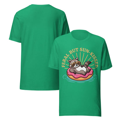 Feral But Sun-Kissed T-Shirt - in Heather Kelly, front view - VibePrintPop